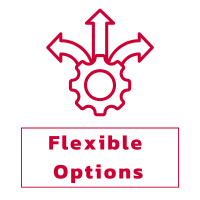 Icon of a gear with arrows pointing in multiple directions, symbolizing Wingfield's flexible inventory scale options, including rentals for temporary or seasonal needs