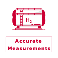 Red icon showing a tank with 'H2' written on it, symbolizing accurate tank measurements to ensure precise and reliable weight data collection