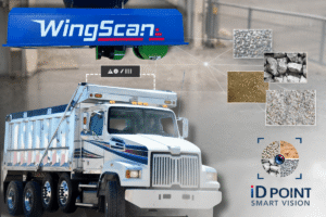 An image of WingScan using iD Point image recognition to classify aggregate in a truck bed and attach a material label to each scan